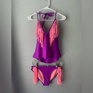 OP fringe halter tankini